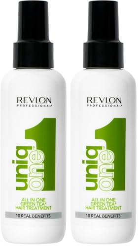 Revlon Professional UniqOne, Masque en Spray Sans Rinçage (150 ml), Soin Cheveux Nourrissant et Réparateur, Formule Vegan, Tous Types de Cheveux, Thé Vert