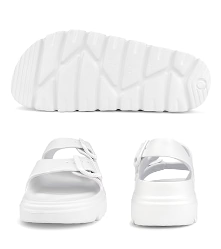 Image of Haifago Womens Platform Sandals with Arch Support, Summer Beach Slides with Adjustable Buckle, Comfort Lightweight Chunky Cushion Slip on Sandal