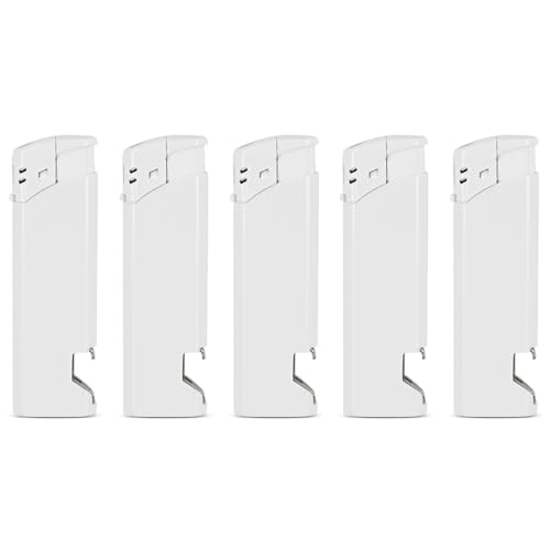 Lot de 5 briquets electroniques décapsuleurs go - blanc