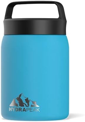 Hydrapeak 18 oz Insulated Lunch Container | Hot Food Jar | Stainless Steel Vacuum Bento Lunch Box | Leak Proof | Hot Cold Food for Kids Adult School Office Picnic Travel Outdoors (Sky)
