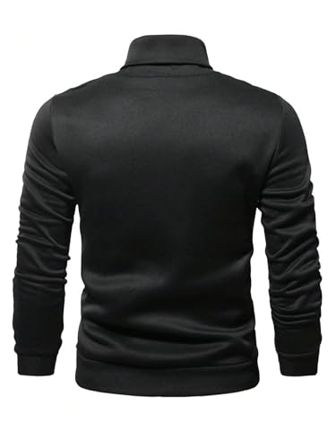 SHENHE Men's Graphic Letter Print Mock Neck Long Sleeve Casual Pullover Sweatshirt Top2