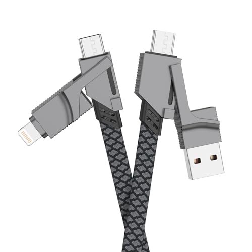 Mugust Cable Multiple USB C Carga Rápida, 4 EN 1 Universal Cable Cargador Multiple USB Carga 1M Nylon con USB A/USB C para iPhone Samsung Huawei...