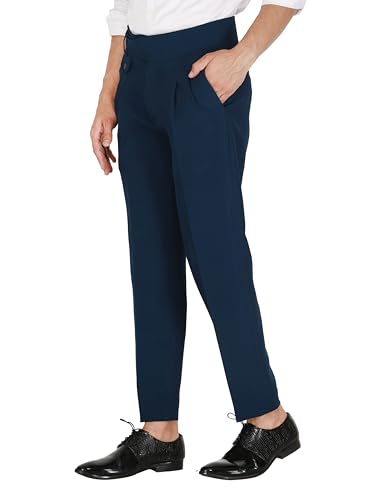 Image of MALENO Tapered Stretchable Poly Lycra Double Pleated Broad Waist Band Gurkha Pants for Men | Korean Fashion Dress Pant for Men