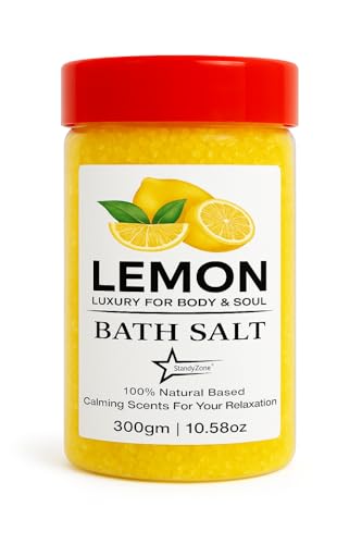 Natural Premium Lemon Epsom Salt – Citrus Fragrance Bath Soak for Stress Relief, Soft Skin & Pedicure – 100% Pure Magnesium Sulfate Bath Crystals-300g (Lemon)