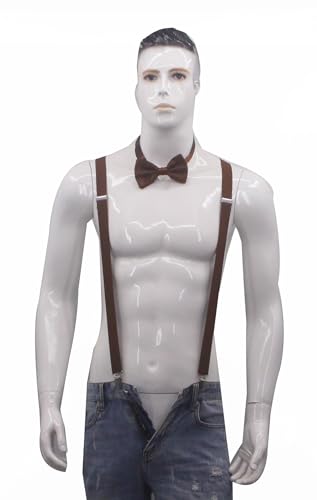 Image of Men's Suspenders Bowtie Set Elastic Y Shape Style Women's Suspenders Bowtie For Wedding&Formal Events