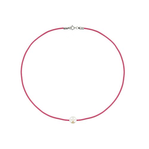 Conjunto collar y pulsera perla de cultura blanca y enlace Colors Les Poulettes Bijoux 3