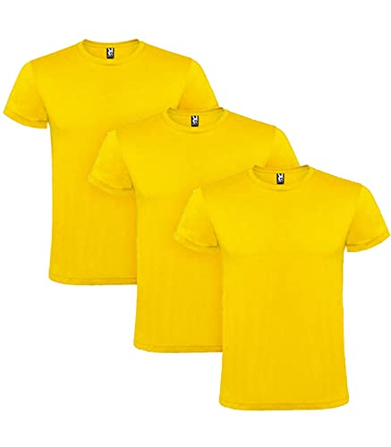 Pack 3 Camisetas Algodón Colores Manga Corta 150g Algodón Amarillo S
