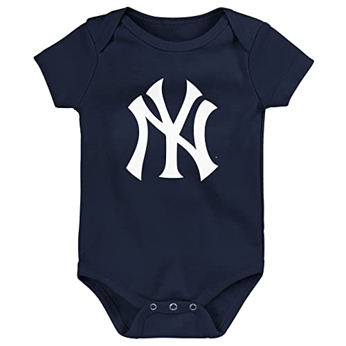 Image of MLB Newborn & Infants 0-24 Months Primary Logo Onesie Bodysuit Romper (New York Yankees, 3/6 Months)