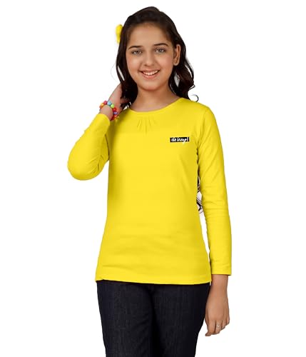 Image of KYDA KIDS Girl's 100% Cotton Antibacterial Full Sleeve Solid T-Shirt (Pack of 1)