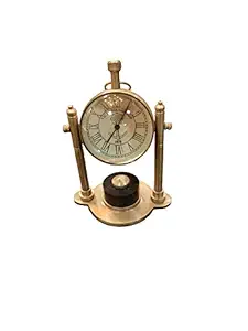 Brass Antique Desk & Shelf Clock Compass Marine Analog Clock Antique Desk Clock (5 , Antique) Nautical Gifts D cor