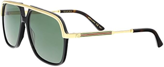 Gucci GG0200S 001 Black/Gold GG0200S Square Pilot Sunglasses Lens Category 3