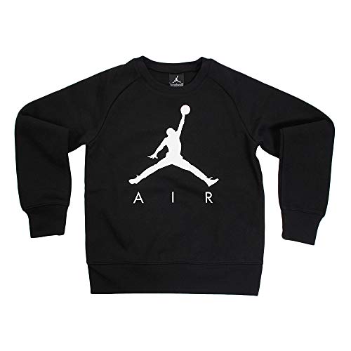 Jordan Boys Youth Jumpman Air Fleece Crew Sweatshirt Size M, L, XL (Black/White, Large (12-13yrs))