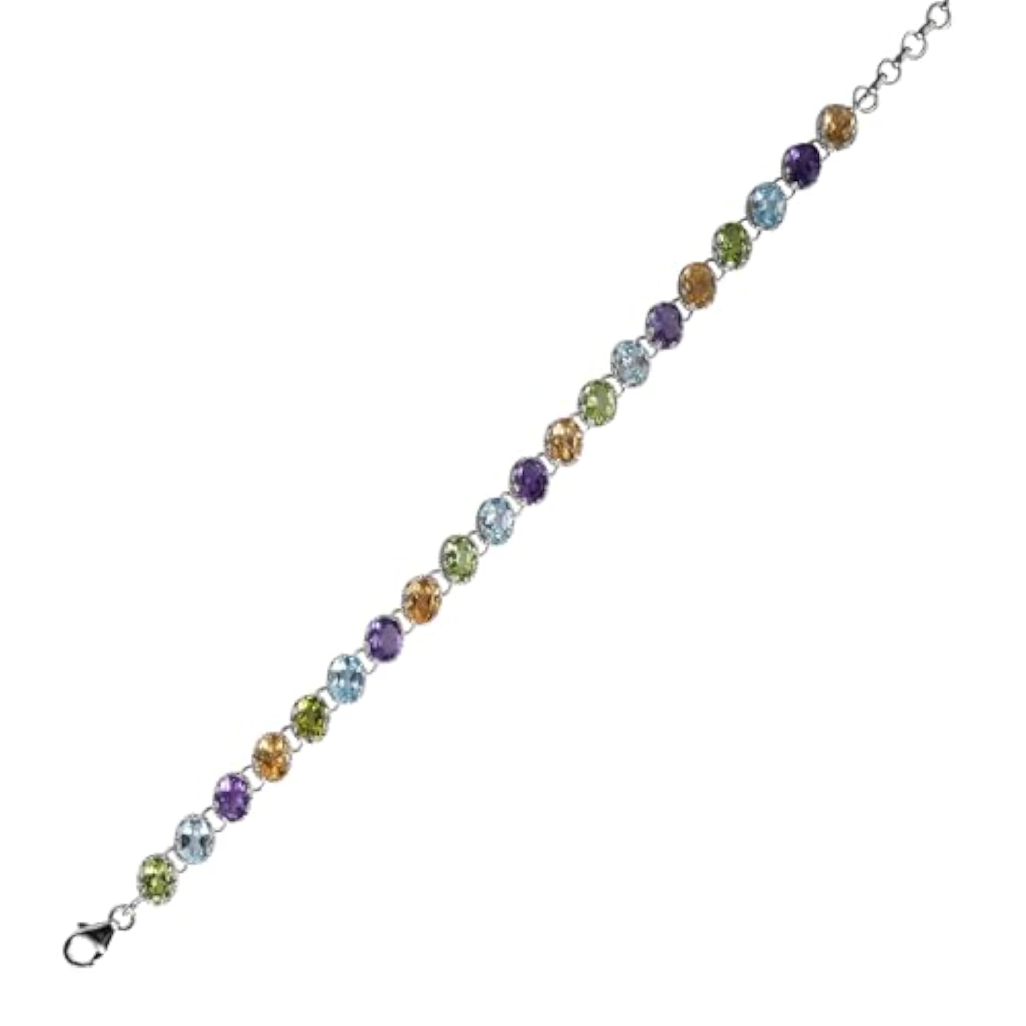 Women's 925 Sterling Silver Chakra Bracelet, Spiritual Healing