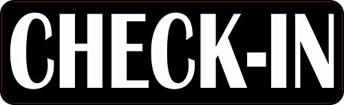 StickerTalk Check-in Vinyl Sticker, 10 inches by 3 inches