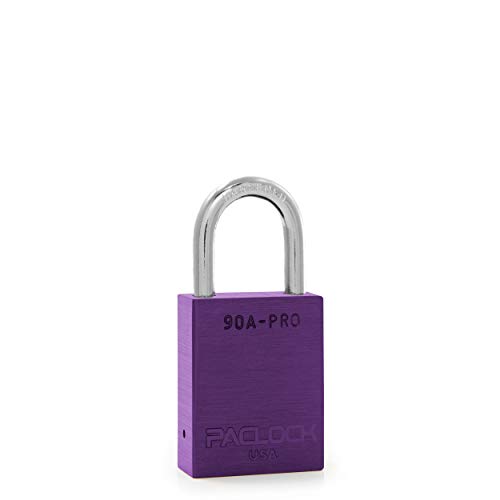 Image of PACLOCK's 90A-PRO Padlock, 1 /4 inch Diameter Hard. Steel Shackle, 1-3 /16 inch Tall, High Performance 7-Pin Cylinder w / 1 Key, Keyed Differently, Purple