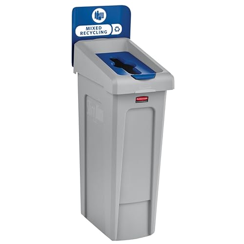 Image of Rubbermaid Commercial Products SLIM JIM Recycling Station 1-Stream Mixed Recycling Bin /Can /Kit /Station, 23 GAL, for Kitchens /Classrooms /Offices /Back of House /Higher Education /Commercial Facilities