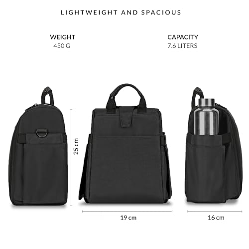 Image of Carriall Lunch Bag for Office | Water-Resistant Tiffin Bag for Office, College, School & Picnic | 8L Reusable Lunch Box Bag for Men, Women (Black)