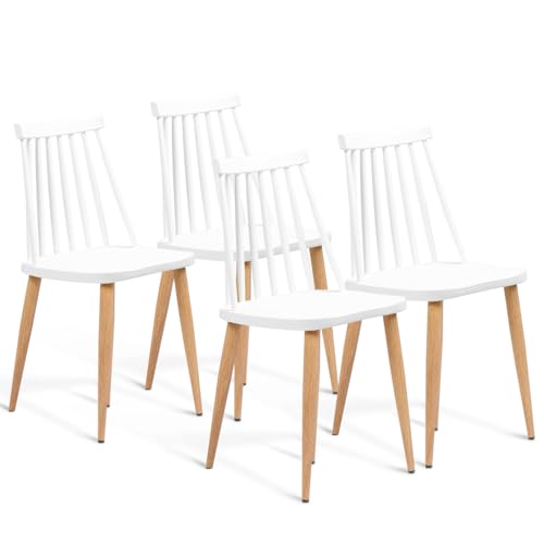 IDMarket - Lot de 4 chaises Lily Blanches pour Salle à Manger
