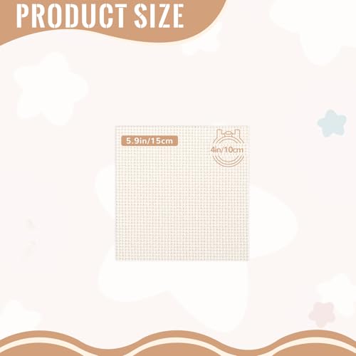 Image of 8 Sheets 8 Colors Aida Cloth 14 Count Cross Stitch Fabric, Pre-Cut Squares Fabric for Craft Embroidery, Handmade Needlework, DIY Handicrafts (Natural, 5.9x5.9 Inch)