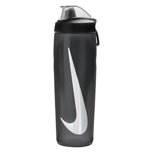 Nike Refuel Bottle Locking Lid 24oz 709 ml Water Bottle Sports Bottle Training Fitness Leakproof Anthracite/Black/Silver Iridescent