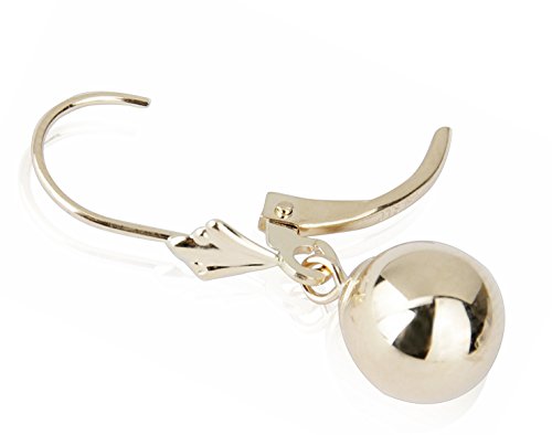 14k Yellow Gold Drop Earrings with Round Gold Ball (Lever back Ball Earrings, Balls Available in 5-8 mm)3