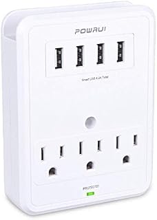 POWRUI Multi Wall Outlet Adapter Surge Protector 1680 Joules with 4-USB Ports Wall