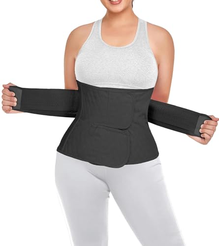Postpartum Belly Band Abdominal Binder Post Surgery C-section Belly Binder Wrap Girdle Recovery Belt Back Support (Black, XX-Large)