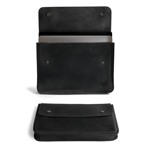 Image of Hide & Drink, Vintage Folder Document Holder, File Case, A5 Binder, Envelope Portfolio, Full Grain Leather, Handmade, Charcoal Black