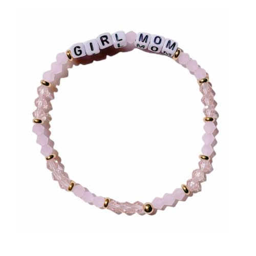 Girl Mom Bracelet Beaded Pink Mother's Day Gifts for Women Mom Gifts for New Girl Mama Beads Bracelet - Main Image
