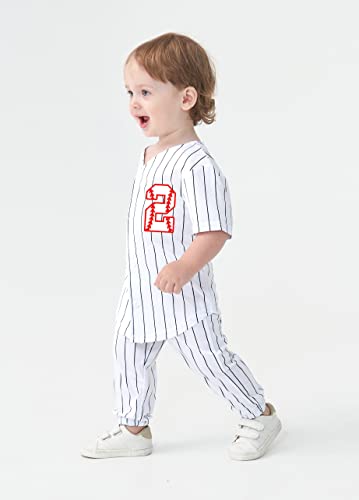 Image of Yuji Itadori 2nd Baseball Birthday Shirt Set Boy Girl Toddler 2 Years Olds T Shirts Pants Sports Jersey Tops Clothes(Striped,1T)