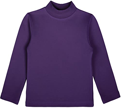 Image of Lilax Girls' Basic Long Sleeve Mock Turtleneck Cotton T-Shirt