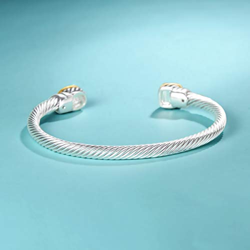 Image of UNY Jewel Bracelet Designer Brand Inspired Women Jewelry 4.5mm Thin Twisted Cable Wire Bangle Gem Stone Christmas Day Gift