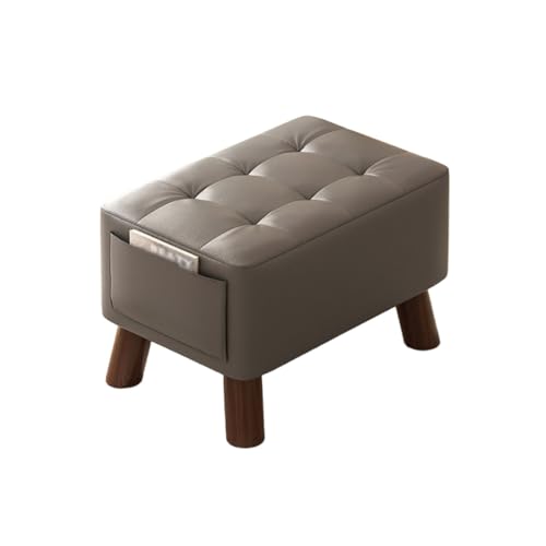 XQWANG Reposapiés Rectangular, Moderno Taburete Tapizado, para Sala De Estar O Dormitorio,Gris,Leather