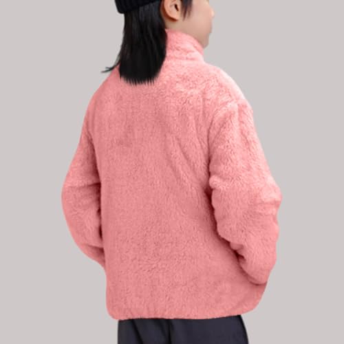 Unisex Boys Girls Sherpa Jackets Fall Winter Warm Zip up Sweatshirt Cute Youth Fleece Coat with Pockets 1-13 Years2