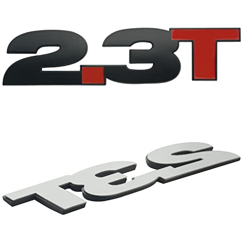 Image of 2Pc 2.3T Emblem Trunk Fender 3D Badge Sticker 3M Adhesive Replacement for Mustang (Black Red)