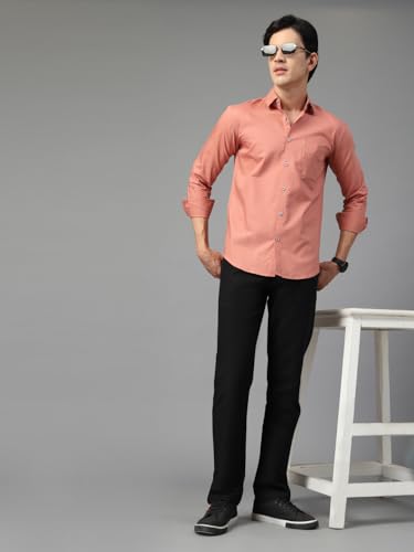 Image of Majestic Man Solid Cotton Casual Shirt - Slim Fit, Full Sleeves, Premium Button Closure