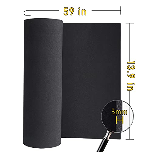 3mm Black Foam Sheets Roll, Premium Cosplay Large EVA Foam Sheet 13.9" x 59"