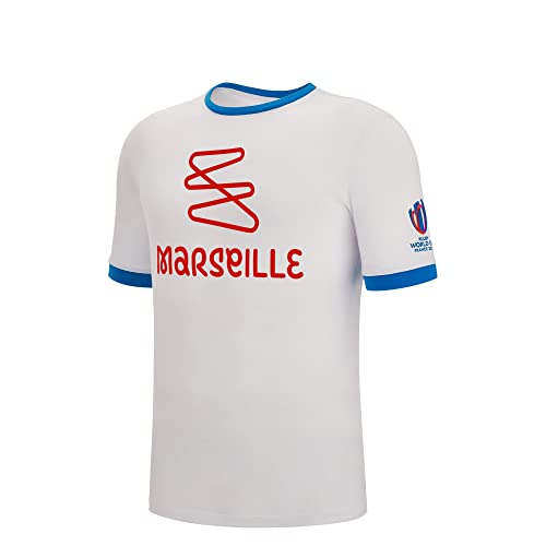 T-Shirt Rugby Marseille Macron Enfant pour la Coupe du Monde 2023 - Blanc 11/12 Ans