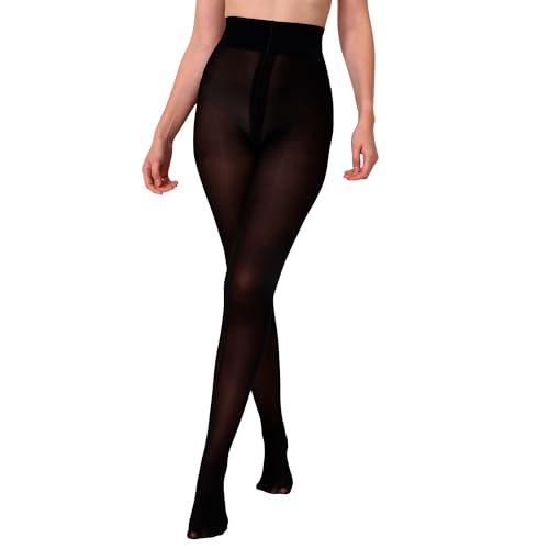 MATHACINO 40D Semi Sheer Tights for Women, Durable Control Top Footed Pantyhose High Waist T-Crotch Tights