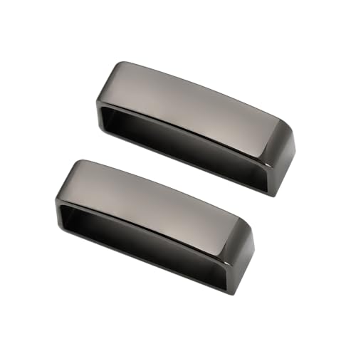 TANJUN 2pcs Belt Loop Keepers 1 1/2" (37mm-39mm) Metal Belt Loops Anti-Slip Frosted Black Men's Belt Buckle Accessories