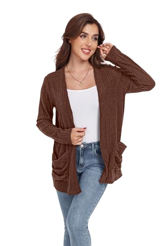 Image of GRECERELLE Womens Long Sleeve Lightweight Open Front V-Neck Casual Cardigan Sweaters Outerwear with Pockets 2025, S-2XL