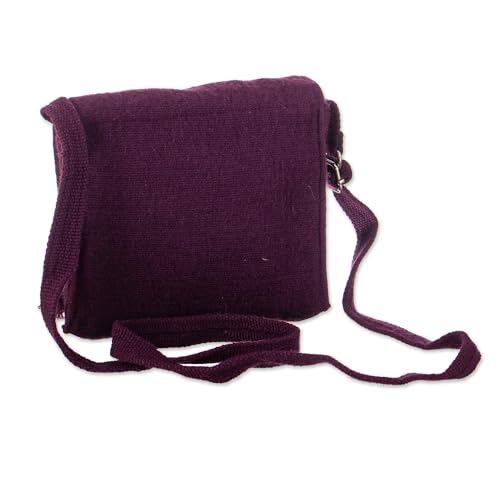 NOVICA Hand-embroidered alpaca blend sling bag, 'Floral Traditions'4