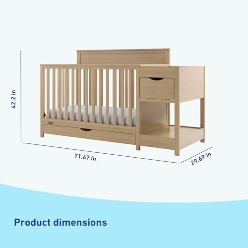 Image of Graco Shiloh 5-in-1 Convertible Crib & Changer with Drawer - GREENGUARD Gold Certified Baby Crib Crafted from Wood, Converts to Toddler Bed, Daybed, and Full-Size Bed (Driftwood)