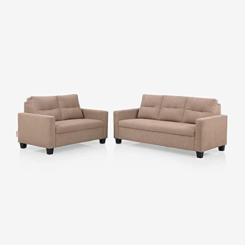 Image of Duroflex Ease - 5 Seater Sofa, 3+2 Sofa Set | Premium Fabric, High Comfort Foam, Durable Termite-Resistant Wooden Frame & Easy Maintenance | 3-Year Warranty - Brown