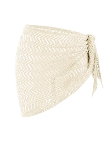 Image of ZAFUL Sarong Coverups for Women Beach Vacation Fishnet See Thru Tie Side Bathing Suit Cover Up Mini Skirt