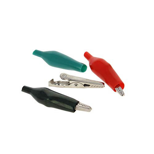 Jutagoss Insulated Alligator Clips Terminal Test Clamps Terminal Test Clamps Copper Plated Alligator Clips 10PCS Red+Black+Green