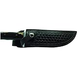 Buck 124 Leather Knife Sheath Vertical, Right hand carry BLACK. Handtooled in Round Basket Weave pattern. Sheath only.