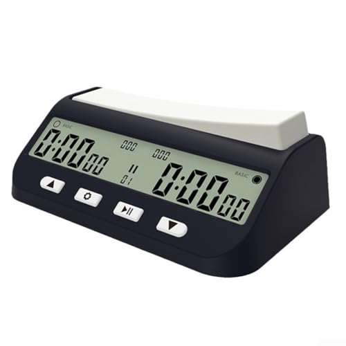 Linnkyfloa Temporizador digital de ajedrez y reloj de ajedrez con botón de balancín grande, pantalla clara y legible, modos de sincronización múltiple básico/retardo/bono, cronómetro de plástico de
