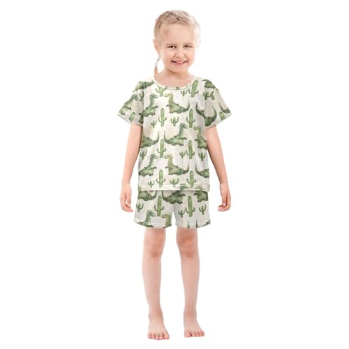ALAZA Cactus Cute Dinosaur Pajama Set Short Sleeve Sleepwear Soft Lounge Nightwear3