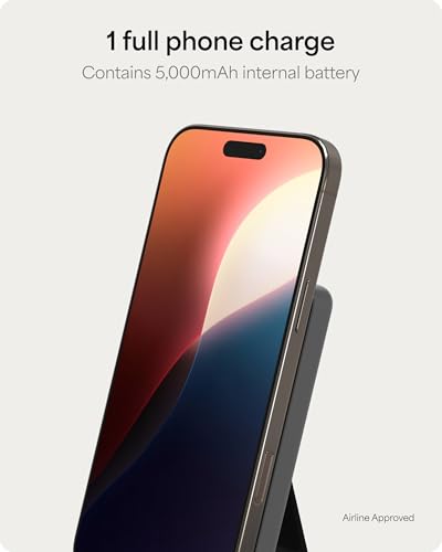Image of Mophie Powerstation Wireless Slim with Stand 5,000mAh Power Bank - MagSafe Compatible, 15W Qi2-Certified, 20W USB-C PD Fast Charging, Ultra-Thin Battery Pack for iPhone, Android, Travel & Airplane Use